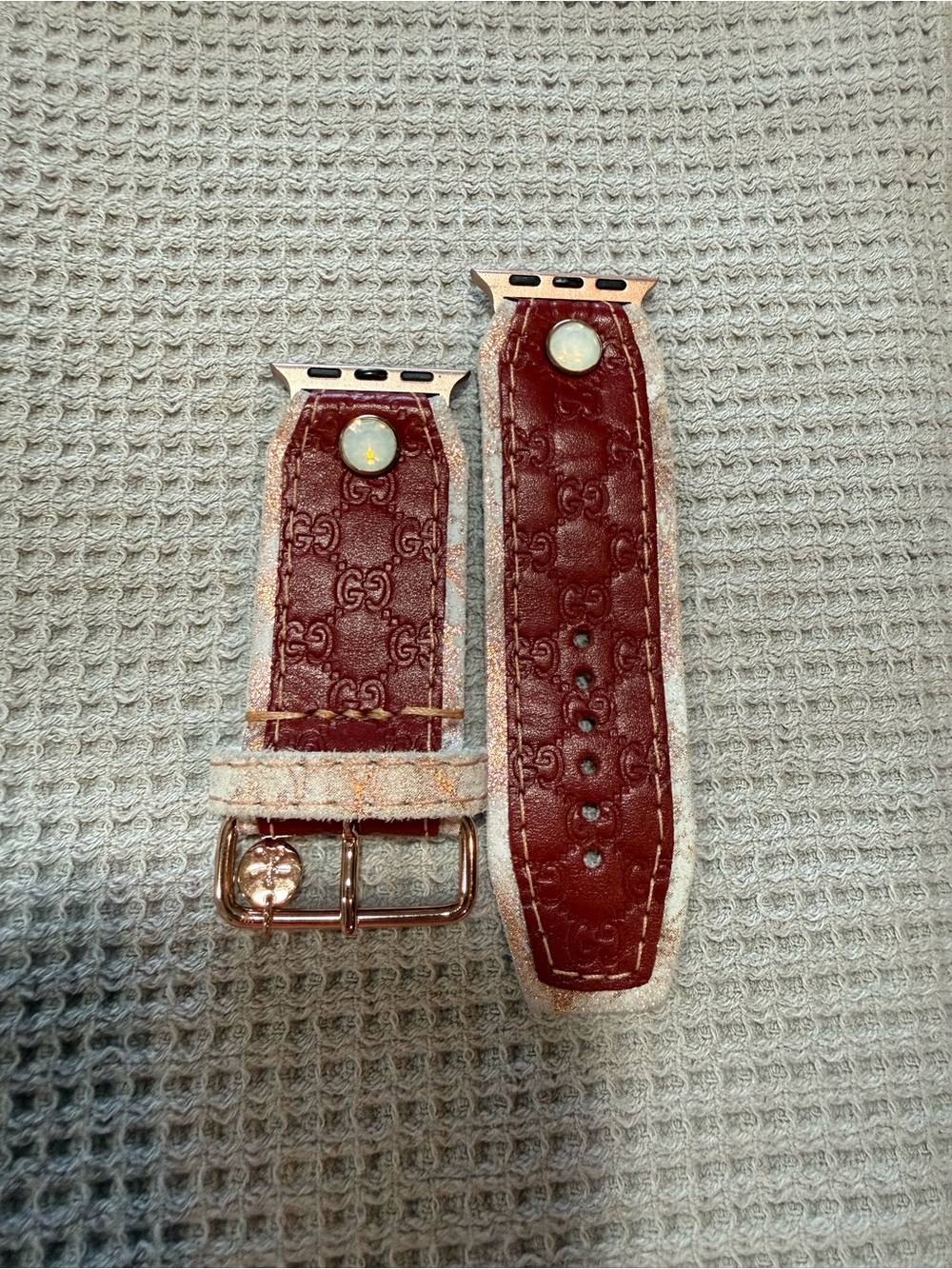 Gucci Burgundy Leather Spark*l Band Apple Watch Band size 2 - 38/40/41